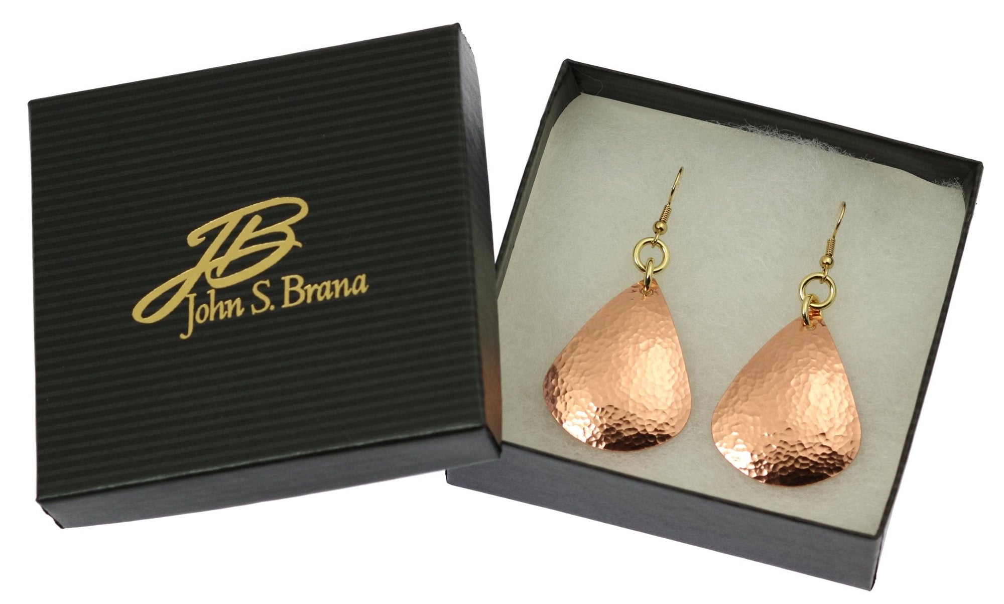 Hammered Copper Teardrop Earrings in Gift Box