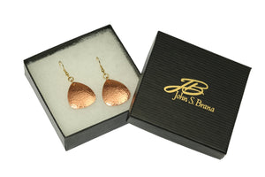 5 of 6: Hammered Copper Triangular Drop Earrings in a Black Gift Box