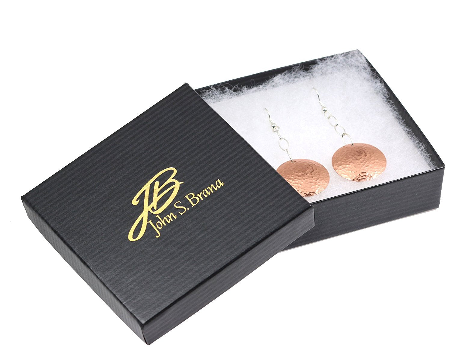 Gift Boxed Hammered Disc Copper Dangle Earrings