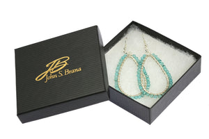 3 of 3: Gift Boxed Hammered Silver Drop Earrings with Apatite