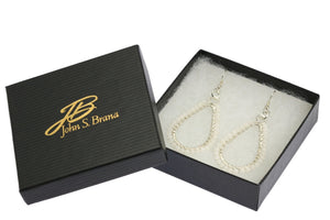 3 of 3: Gift Boxed Hammered Silver Drop Earrings with Snow Quartz