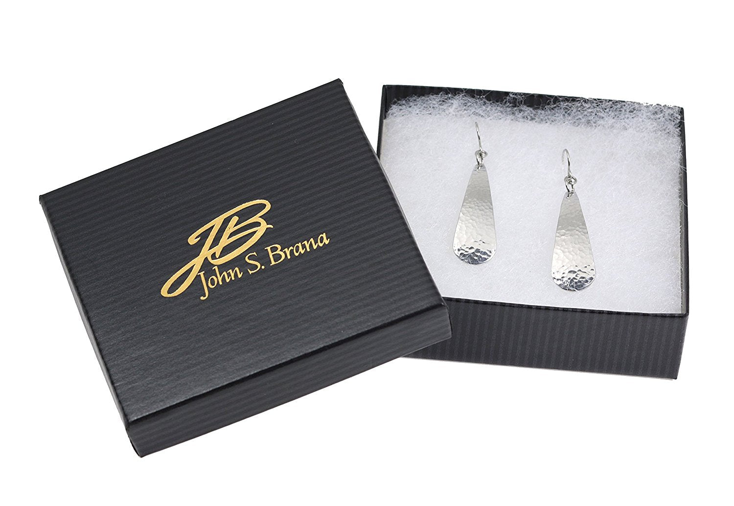 Gift Boxed Hammered Long Aluminum Tear Drop Earrings