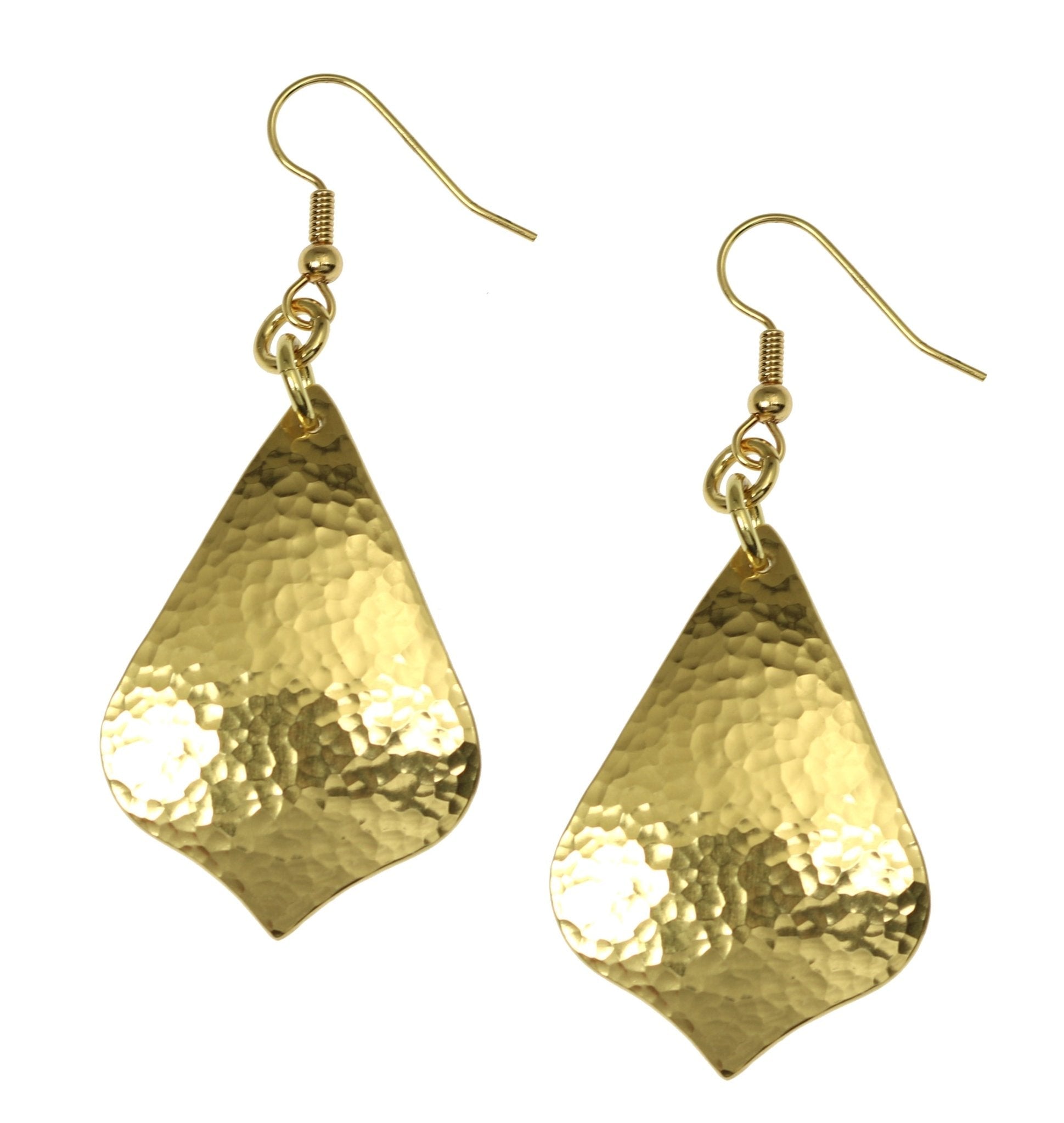 Hammered Nu Gold Arabesque Drop Earrings