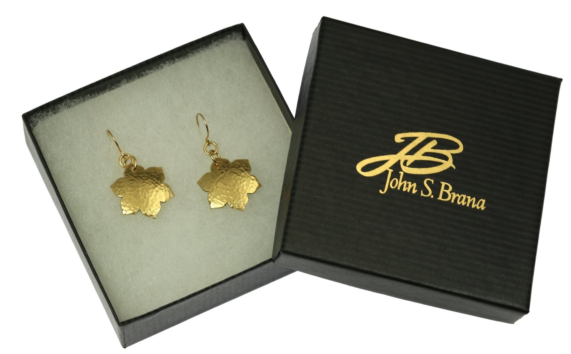 Gift Boxed Hammered Nu Gold Arabesque Flower Earrings