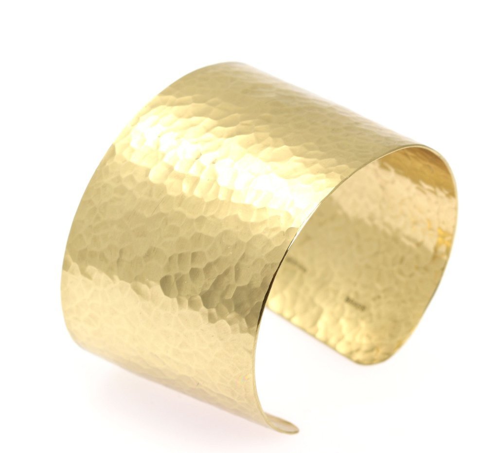Detail View of Hammered Nu Gold Brass Cuff