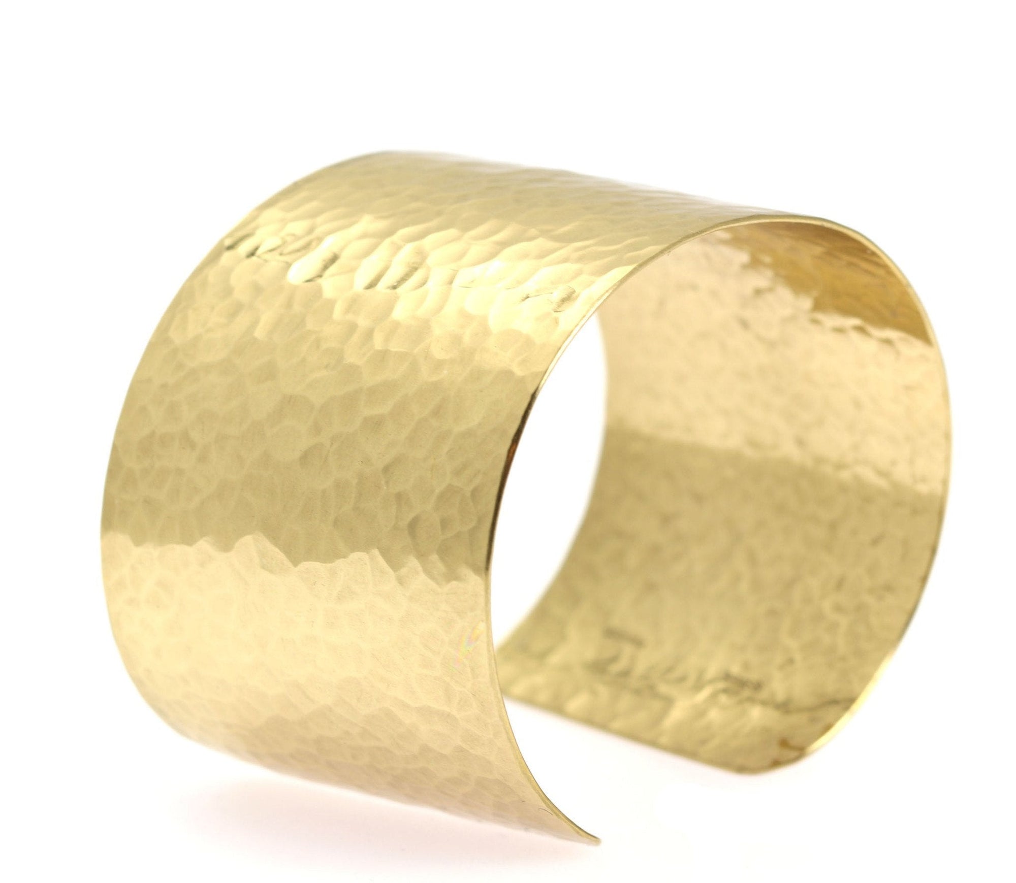 Left Side View of Hammered Nu Gold Brass Cuff
