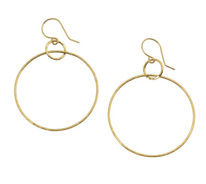 2 of 5: Detail View of Hammered Nu Gold Brass Hoop Earrings