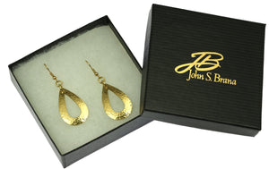 6 of 6: Hammered Nu Gold Brass Open Teardrop Earrings in Gift Box