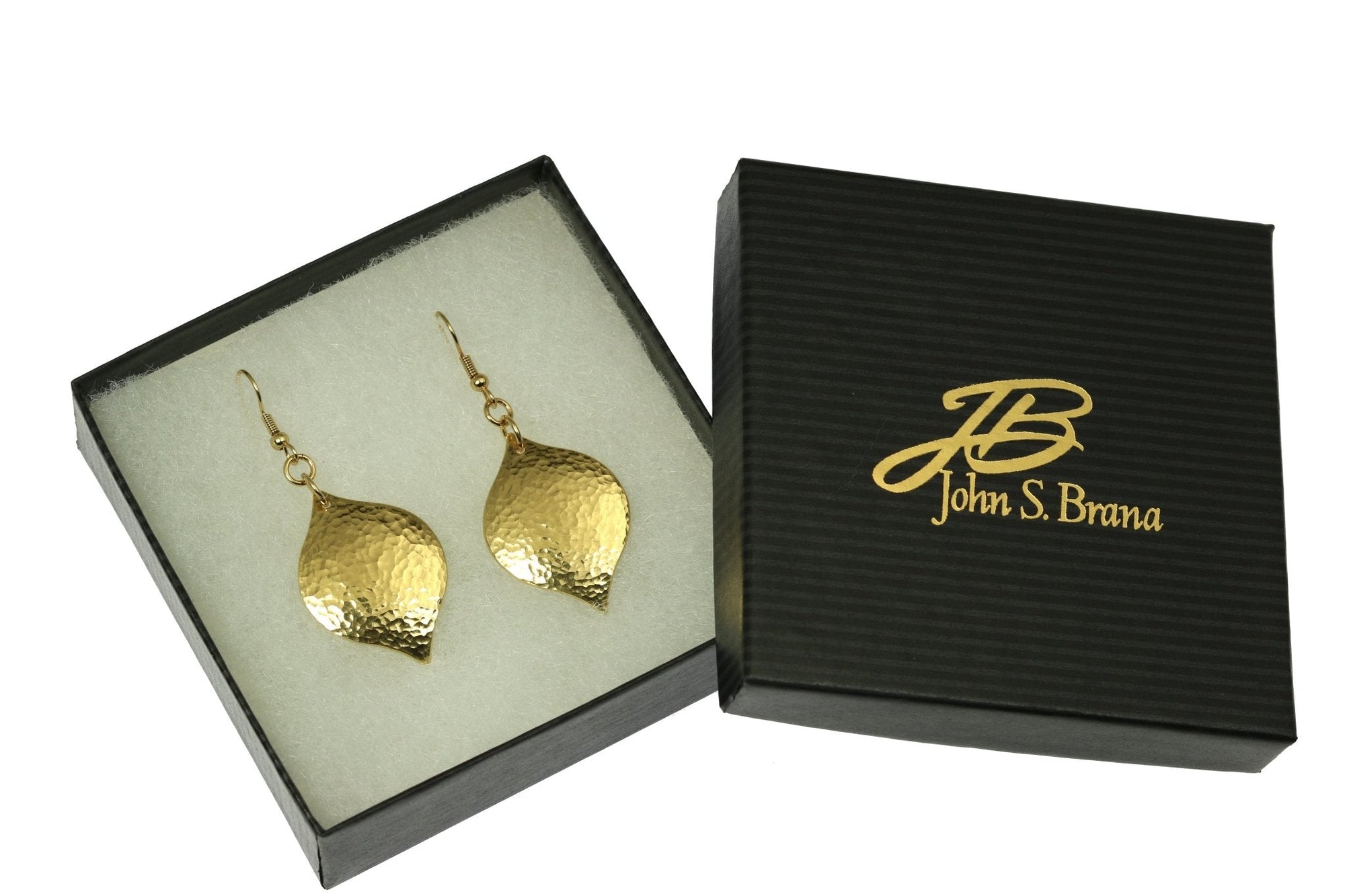 Gift Boxed Hammered Nu Gold Marrakesh Drop Earrings