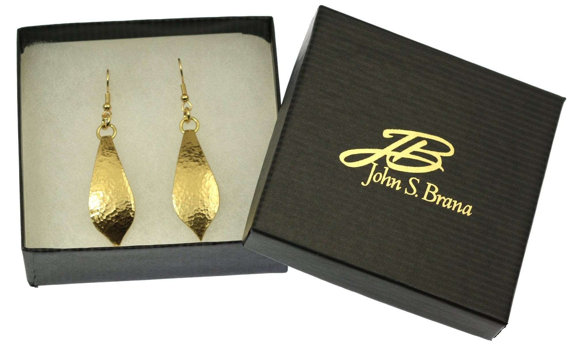 Hammered Nu Gold Marrakesh Teardrop Earrings in Gift Box