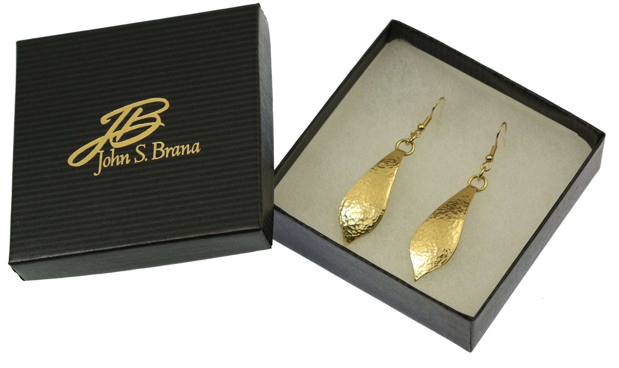Gift Boxed Hammered Nu Gold Marrakesh Teardrop Earrings