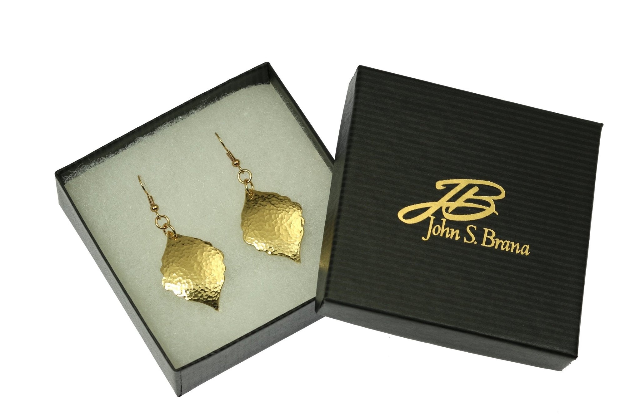 Gift Boxed Hammered Nu Gold Moroccan Drop Earrings