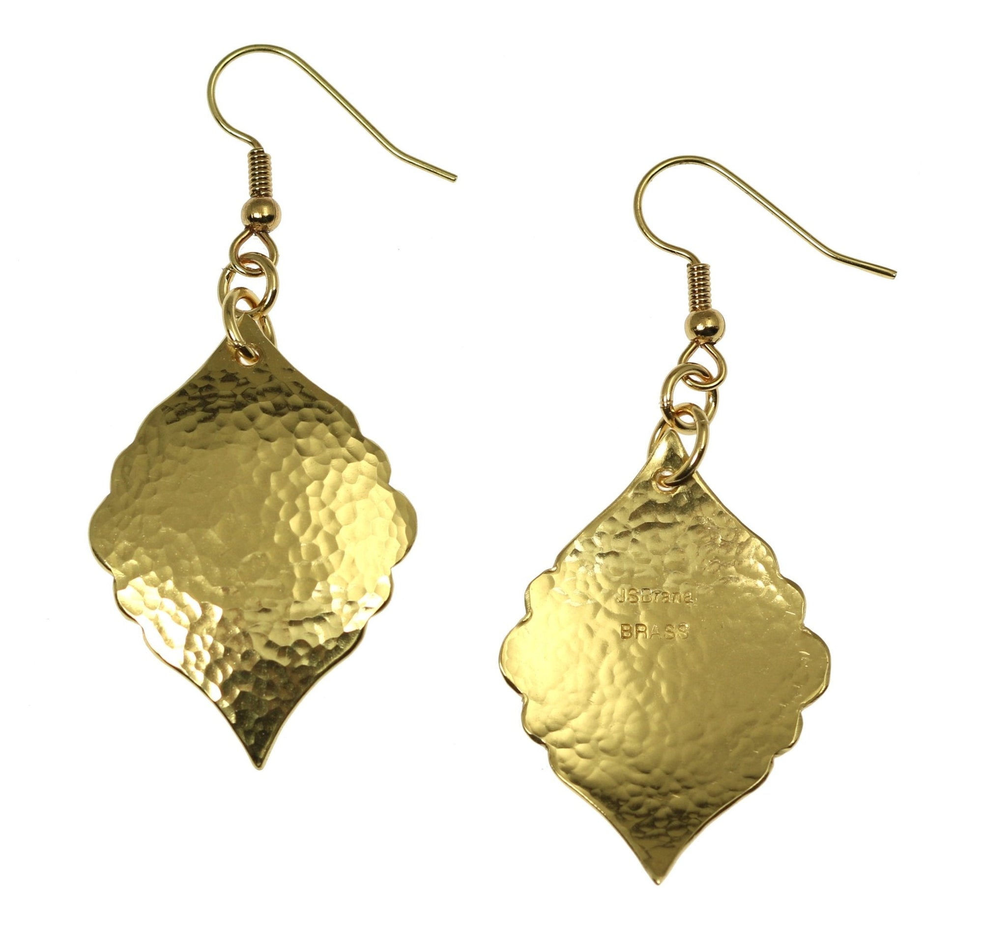 Detail of Hammered Nu Gold Moroccan Drop Earrings