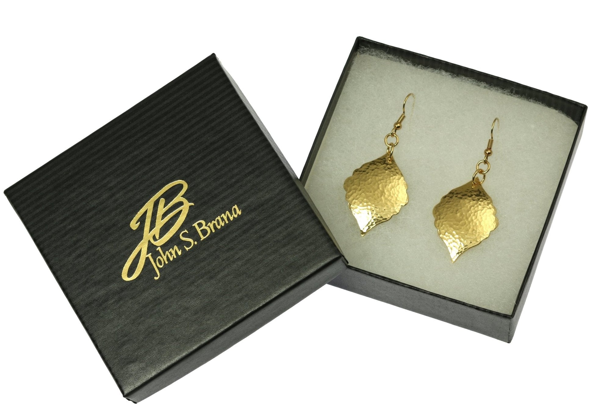 Hammered Nu Gold Moroccan Drop Earrings in Gift Box