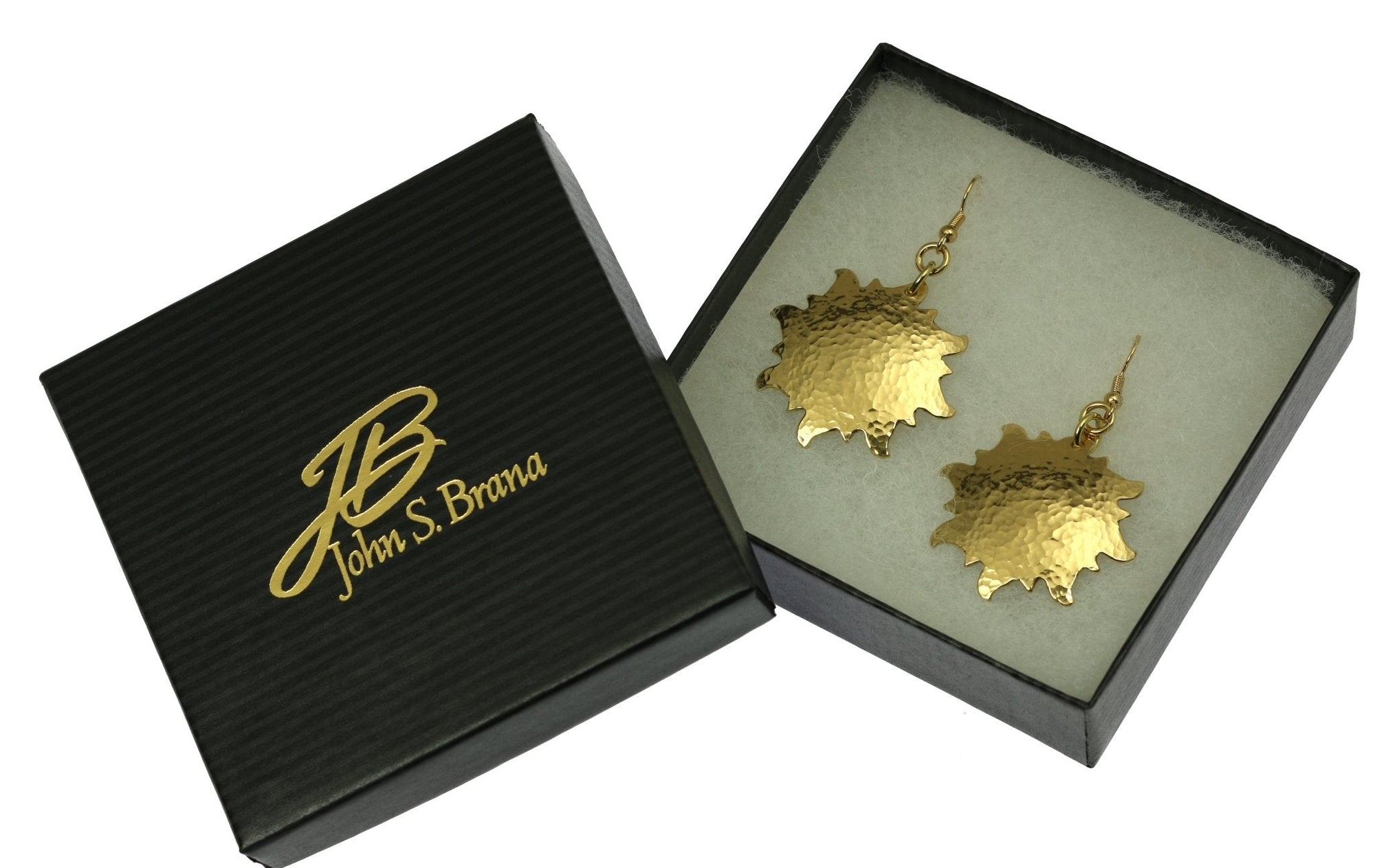 Gift Boxed Hammered Nu Gold Sunburst Earrings