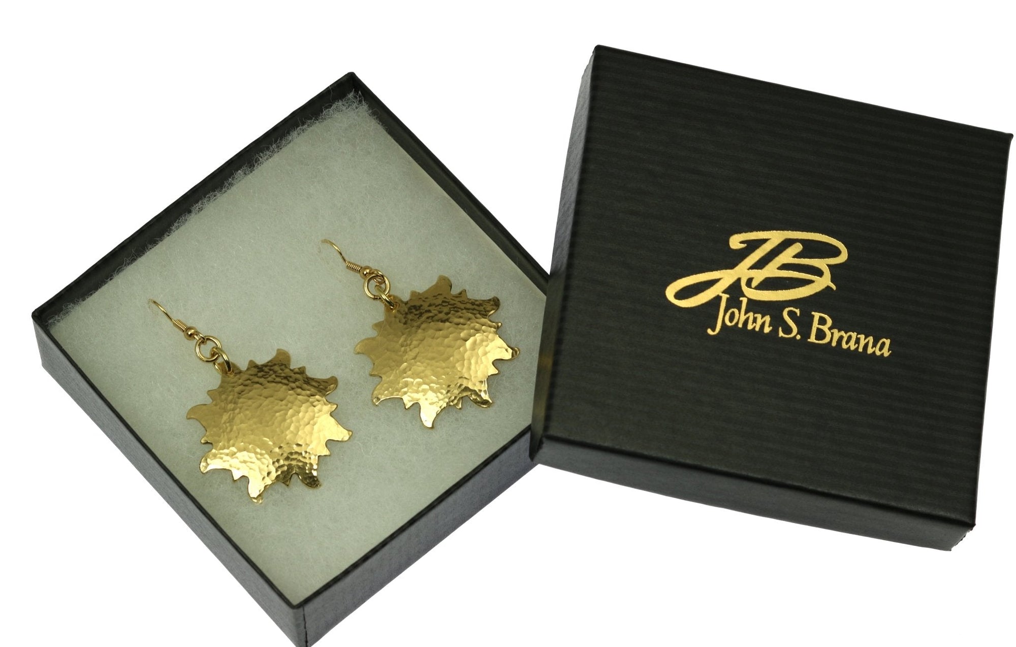Hammered Nu Gold Sunburst Earrings in Gift Box