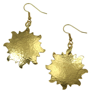 4 of 6: Front and Back Views of Hammered Nu Gold Sunburst Earrings