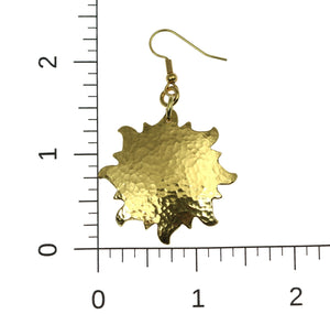3 of 6: Scale of Hammered Nu Gold Sunburst Earrings on Ruler for Size Dimensons