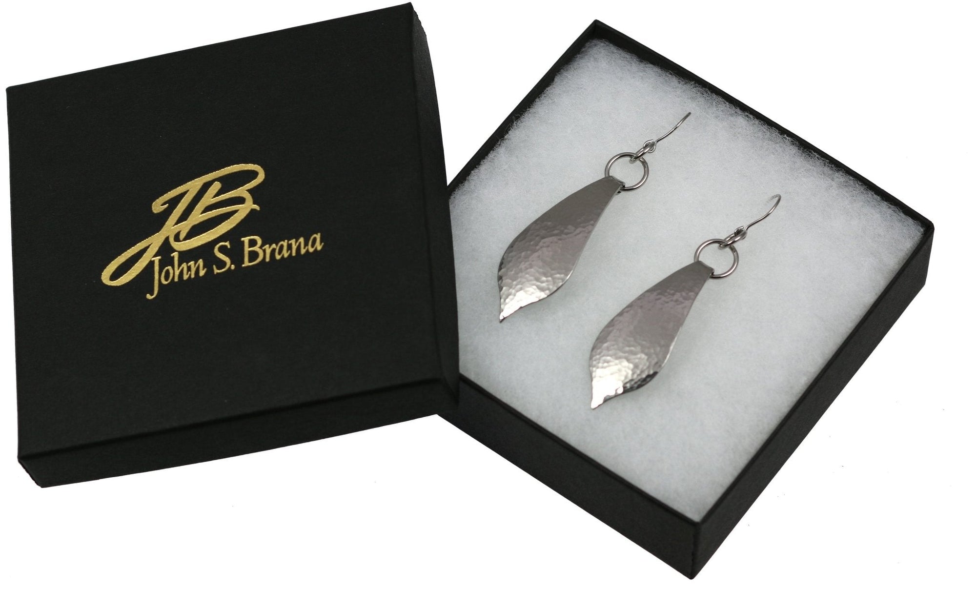 Gift Boxed Hammered Stainless Steel Marrakesh Drop Earrings