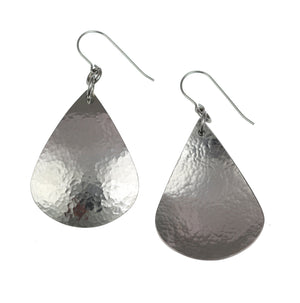 2 of 5: Front and Back Views of Hammered Stainless Steel Teardrop Earrings