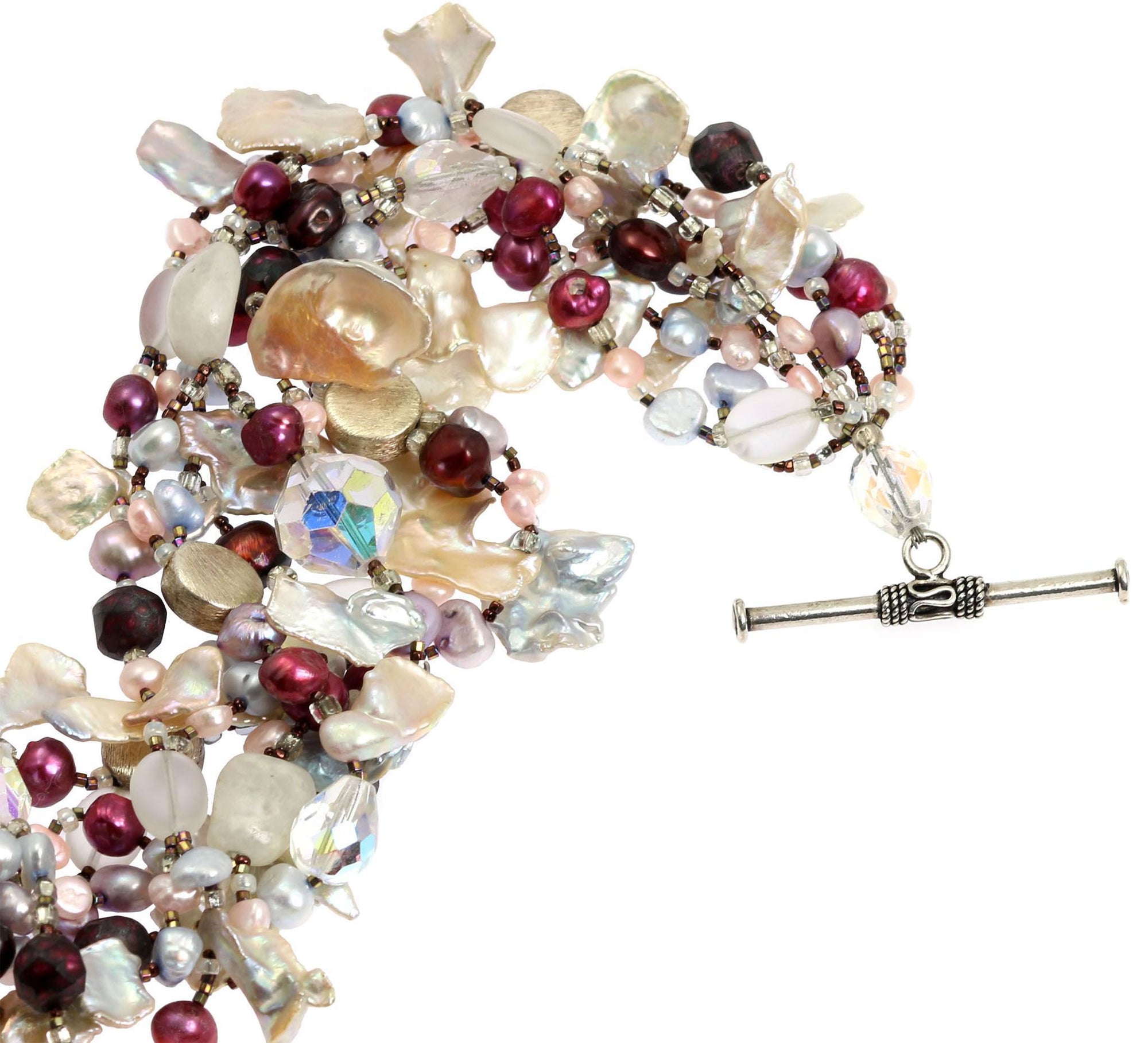 Keishi Cornflake Pearl Gemstone Necklace Clasep Detail