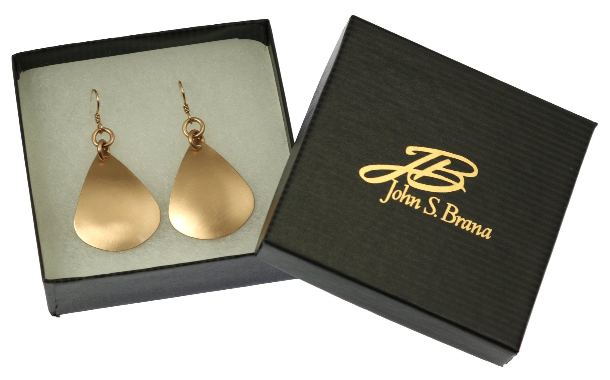 Gift Boxed Large Brushed Bronze Teardrop Earrings