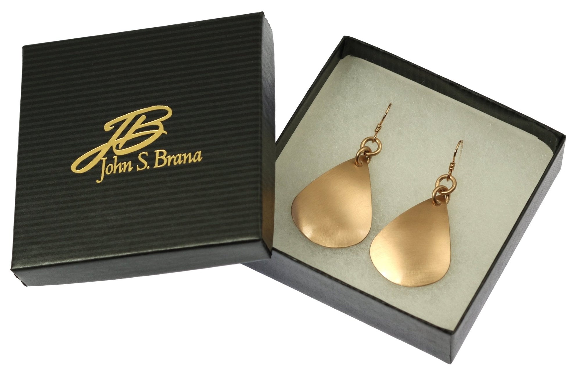 Large Brushed Bronze Teardrop Earrings in Gift Box