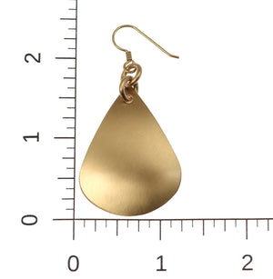4 of 6: Scale of Large Brushed Bronze Teardrop Earrings on Ruler for Size Dimensions