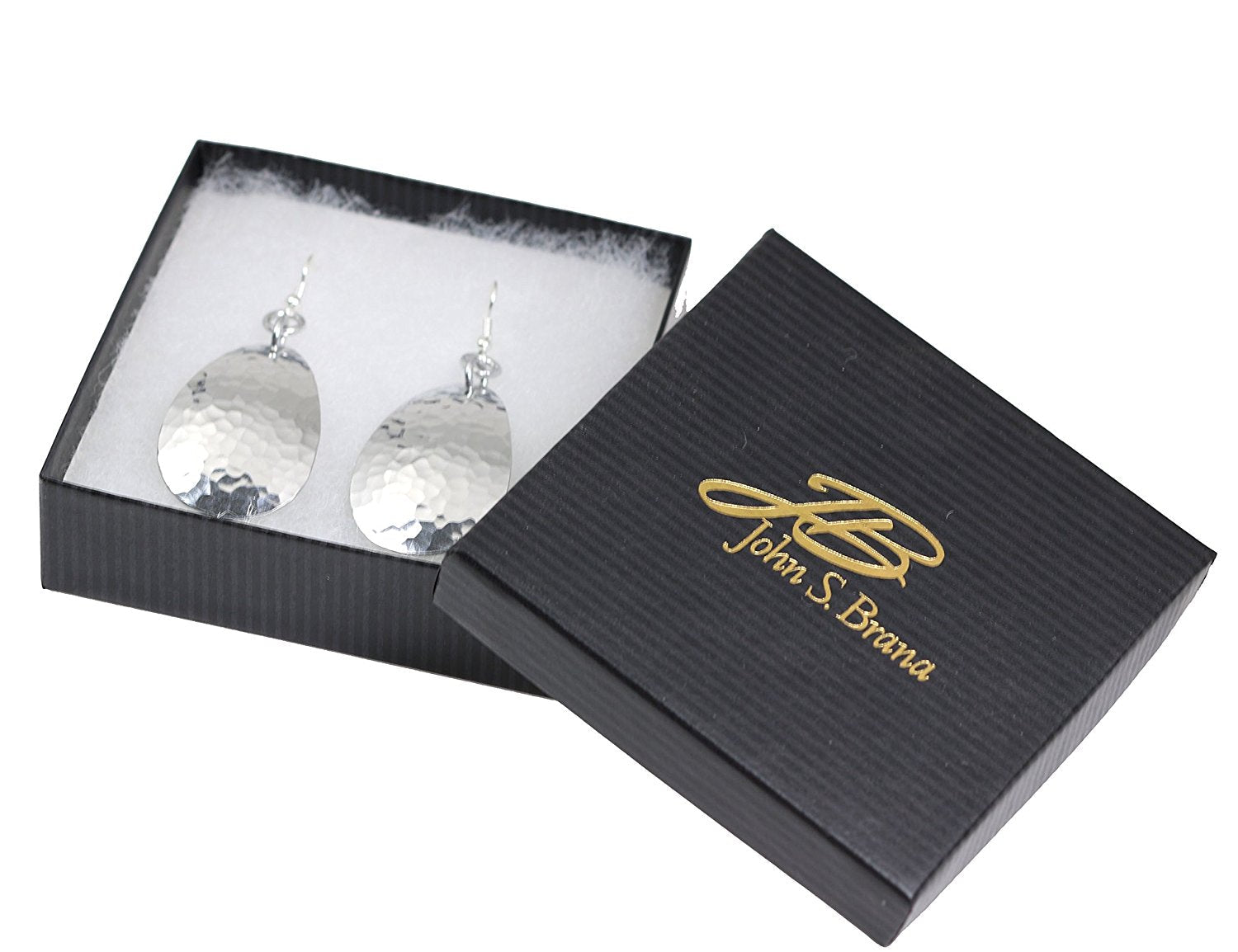 Gift Boxed Large Hammered Aluminum Tear Drop Earrings