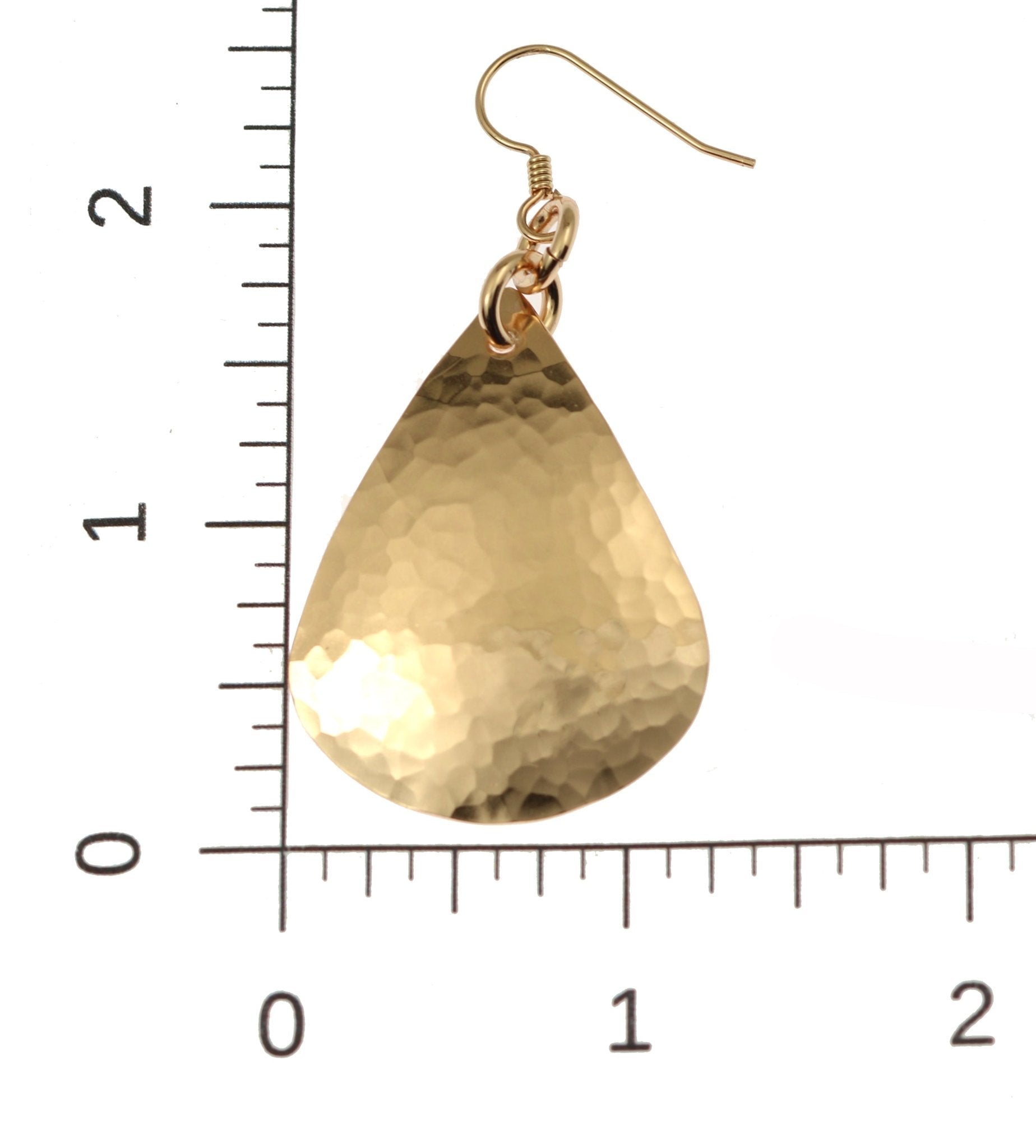 Scale of Large Hammered Bronze Teardrop Earrings