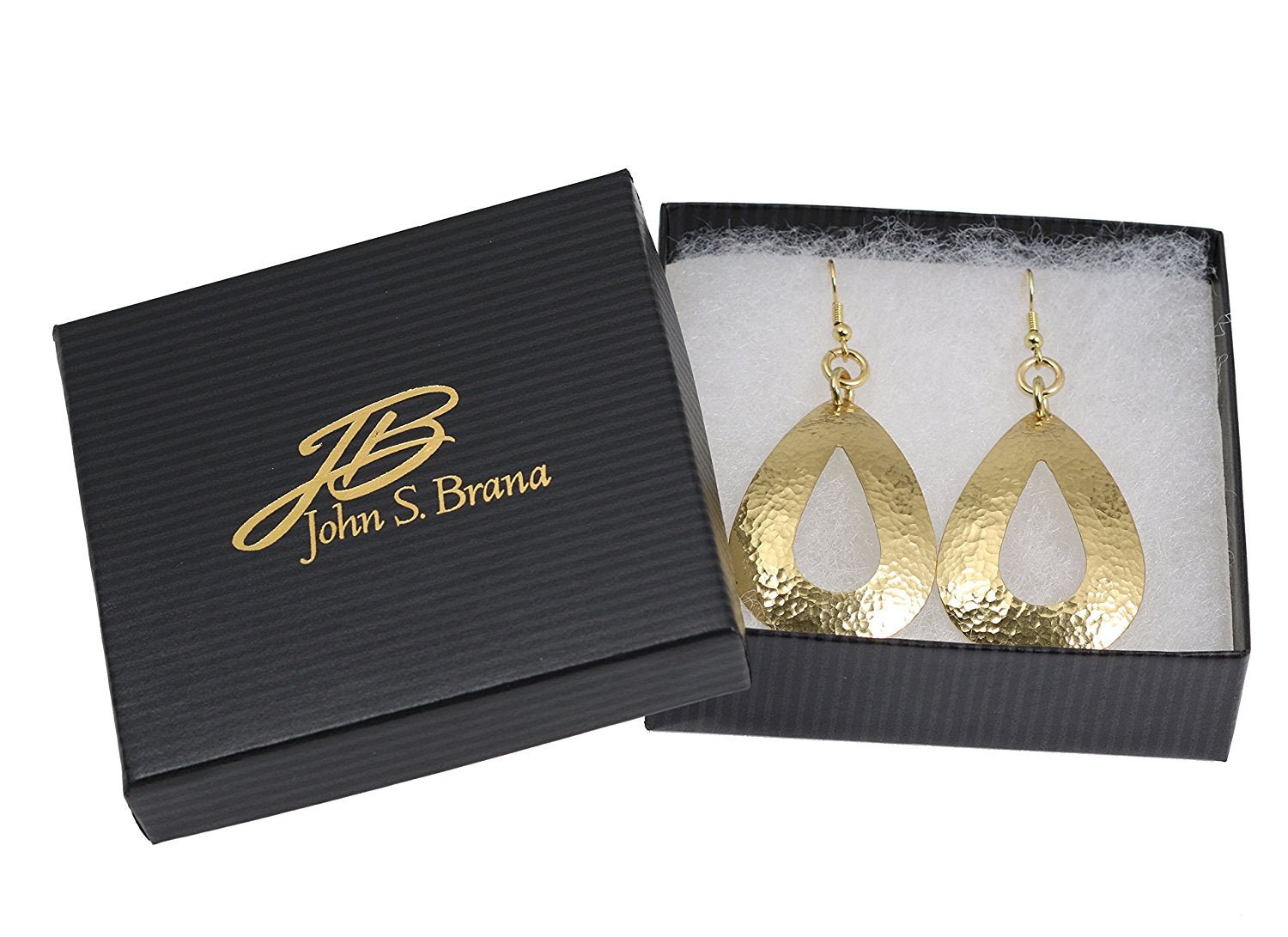 Gift Boxed Large Hammered Open Teardrop NuGold Earrings
