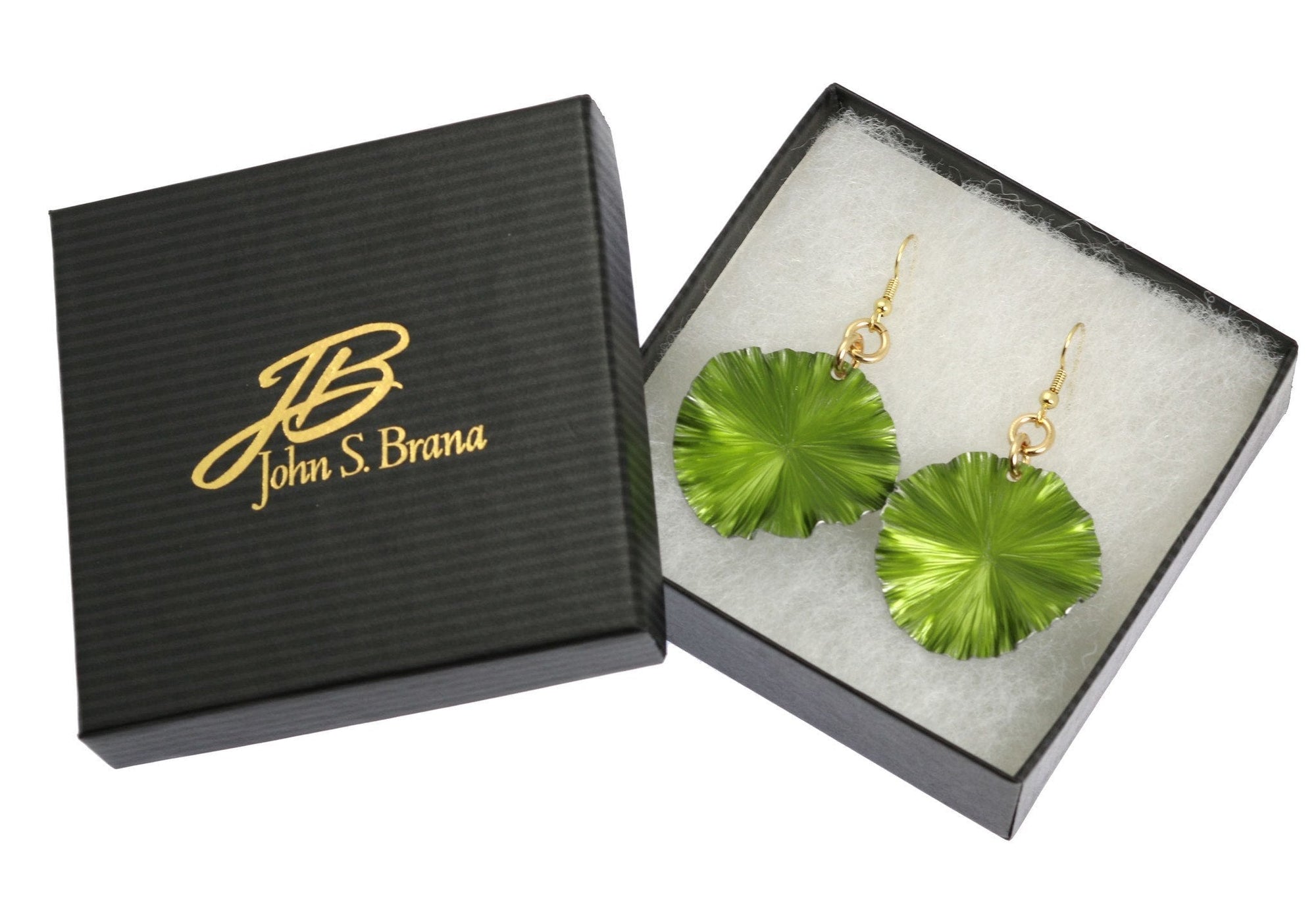 Gift Boxed Lime Anodized Aluminum Lily Pad Earrings