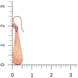5 of 7: Scale of Long Teardrop Copper Bark Earrings