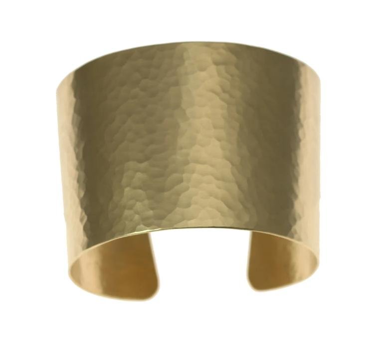 Top View of Matte Finished Hammered Nu Gold Brass Cuff