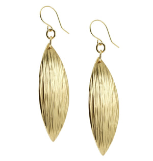 2 of 4: Detail View of Medium Chased Nu Gold Brass Leaf Earrings