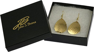 5 of 5: Gift Boxed Medium Hammered Tear Drop Nu Gold Brass Earrings