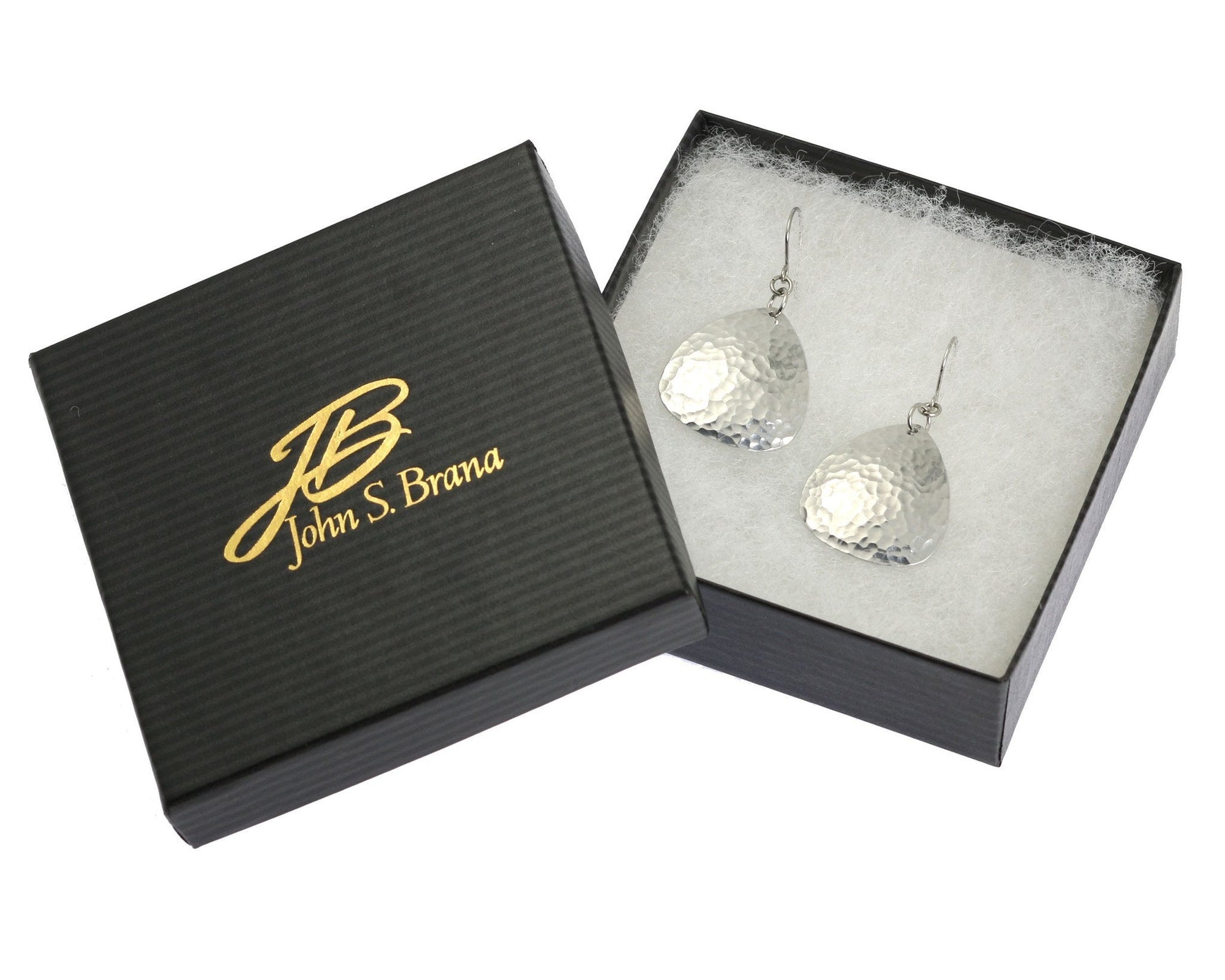 Gift Boxed Hammered Triangular Aluminum Drop Earrings
