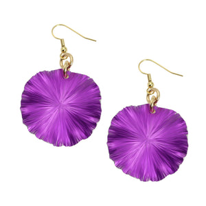 1 of 8: A Pair of Violet Anodized Aluminum Lily Pad Earrings on a White Background