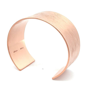2 of 6: Shape of 1 Inch Wide Men's Bark Copper Cuff Bracelet 