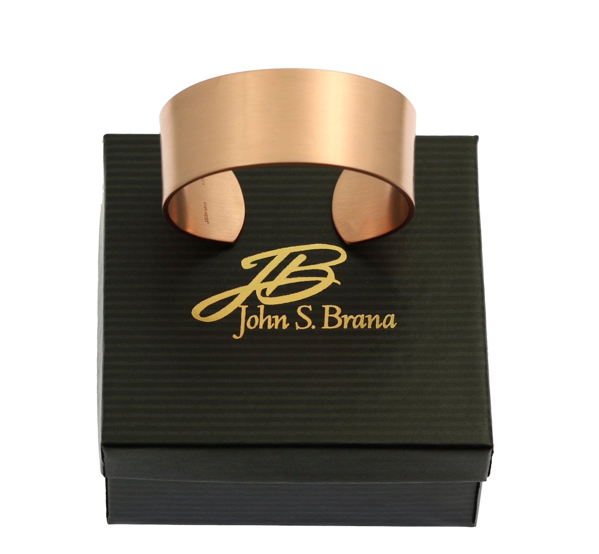 1 Inch Wide Men's Brushed Copper Cuff Bracelet on Gift Box
