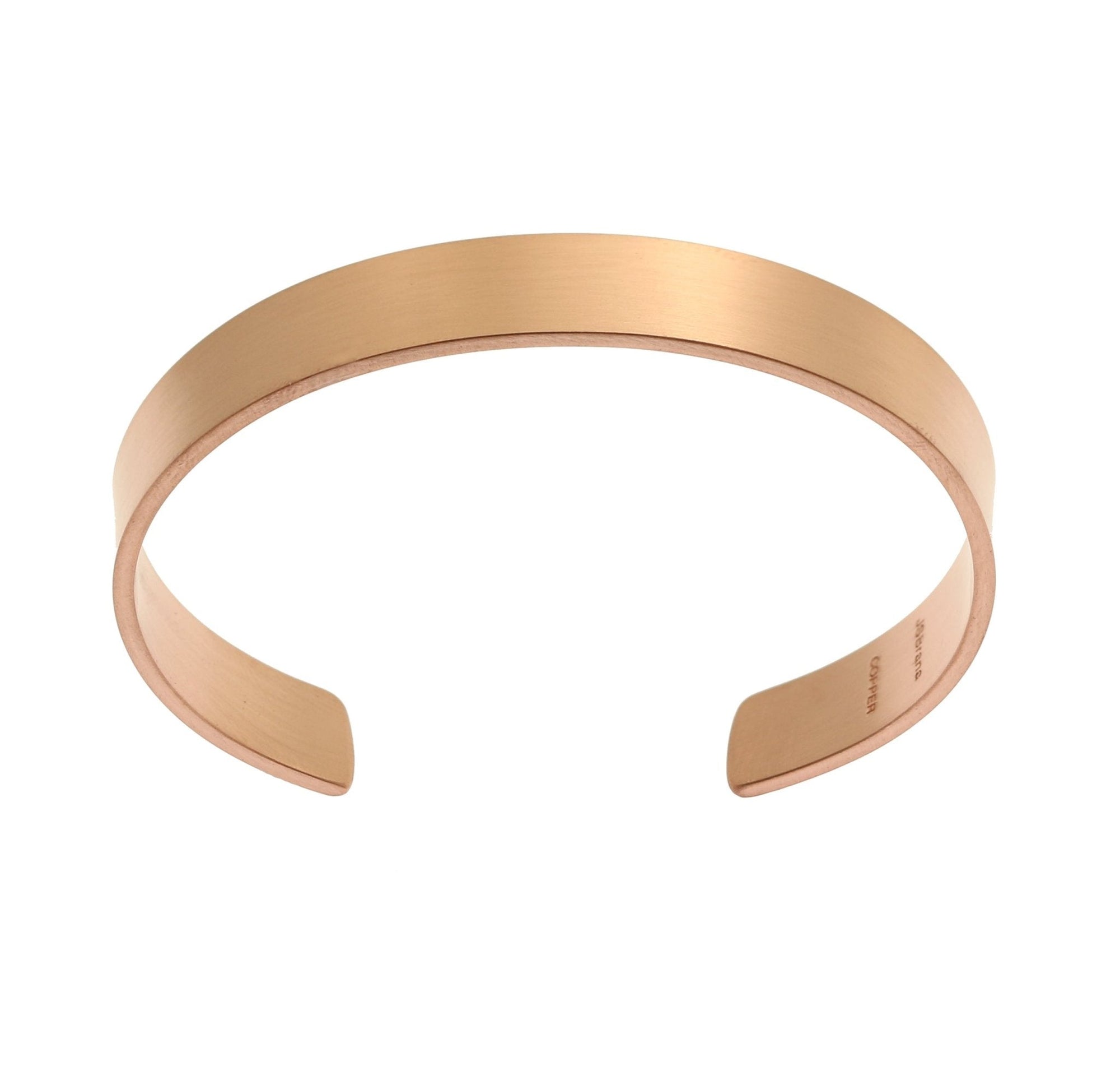 Top View of 10mm Wide Men's Brushed Copper Cuff Bracelet