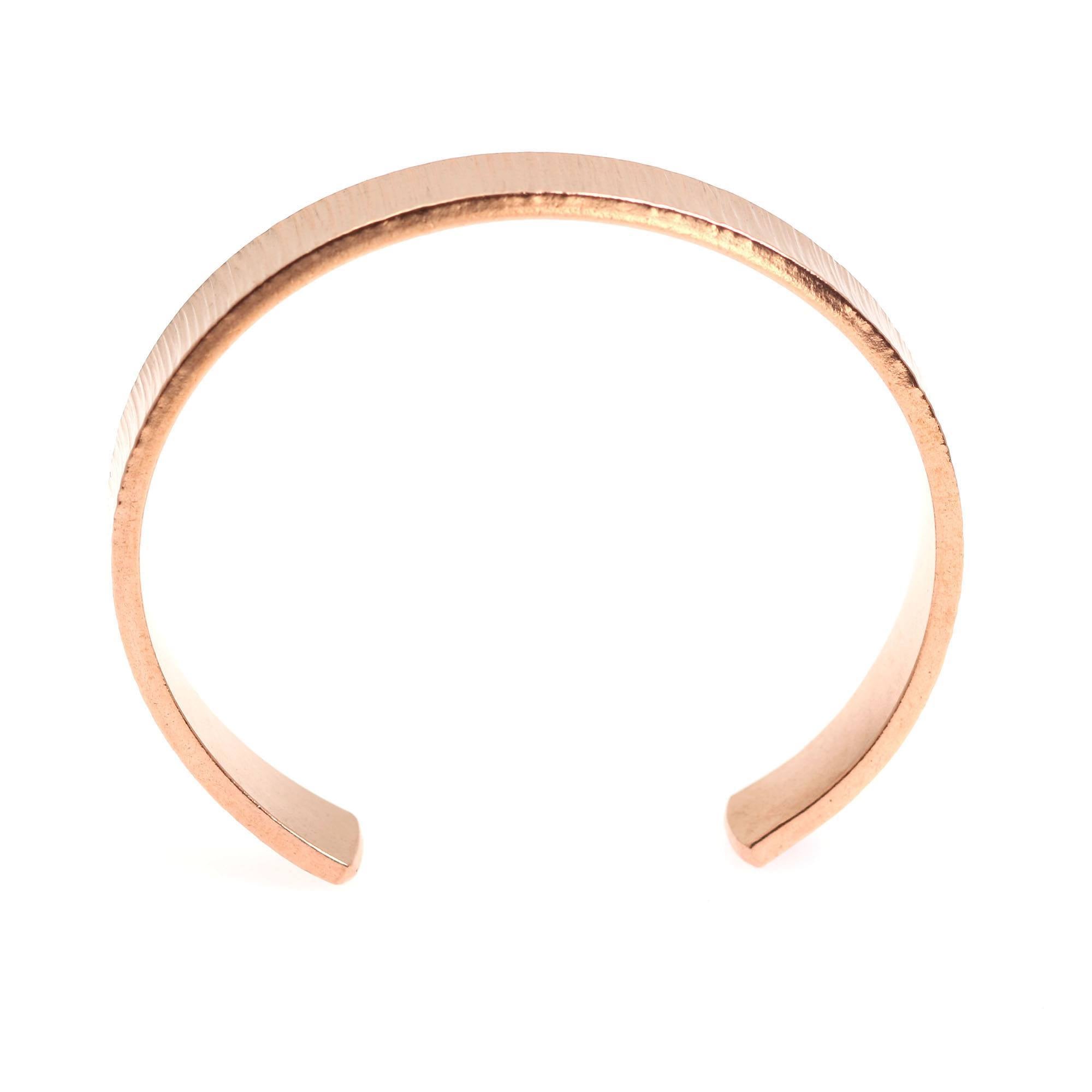 Shape of 10mm Wide Men's Chased Copper Cuff Bracelet