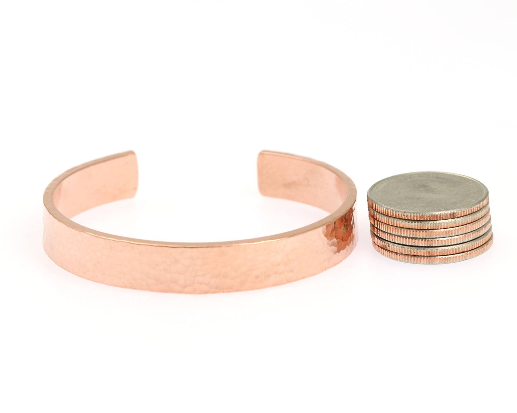 Width of 10mm Wide Men's Hammered Copper Cuff Bracelet