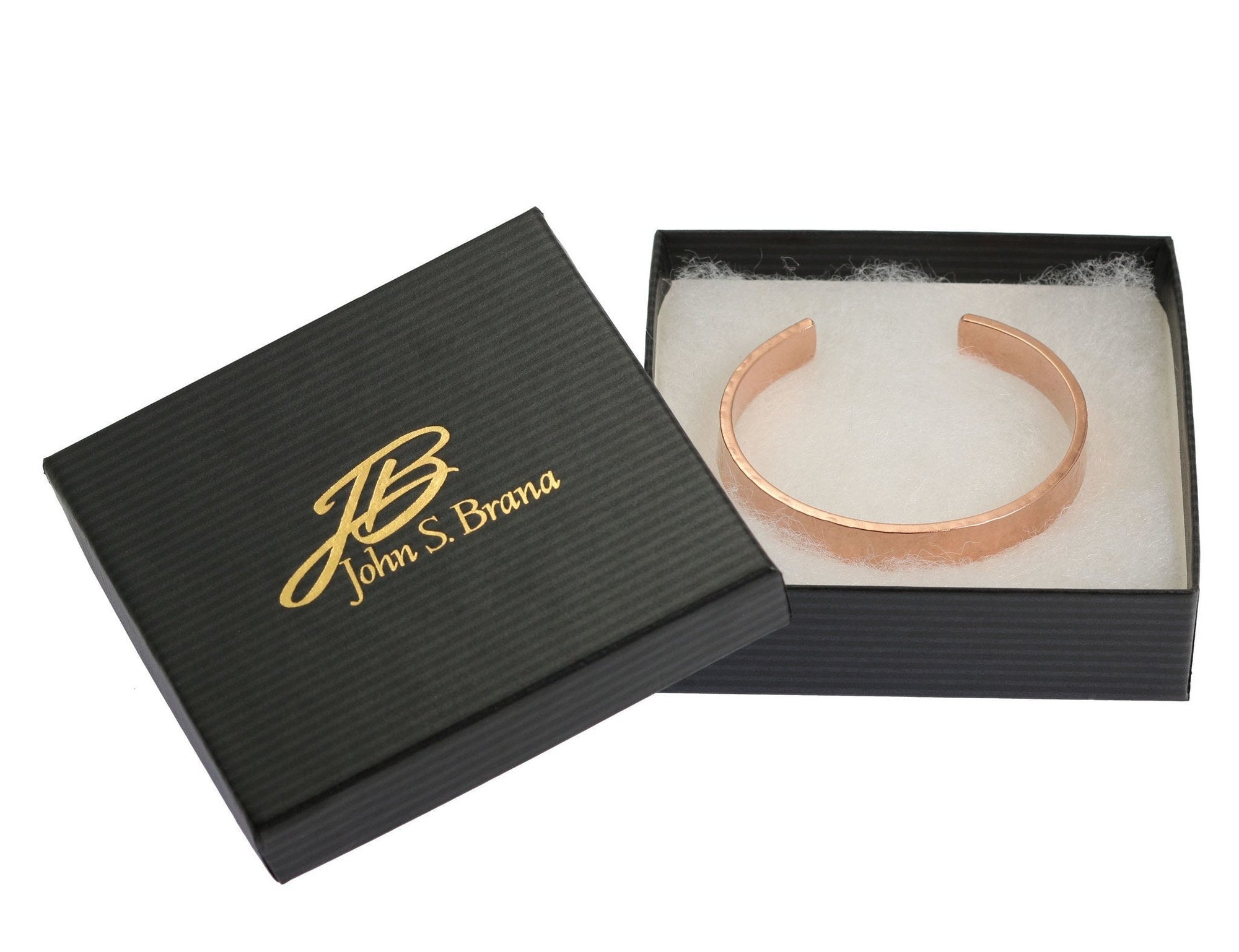 10mm Wide Men's Hammered Copper Cuff Bracelet in Gift Box