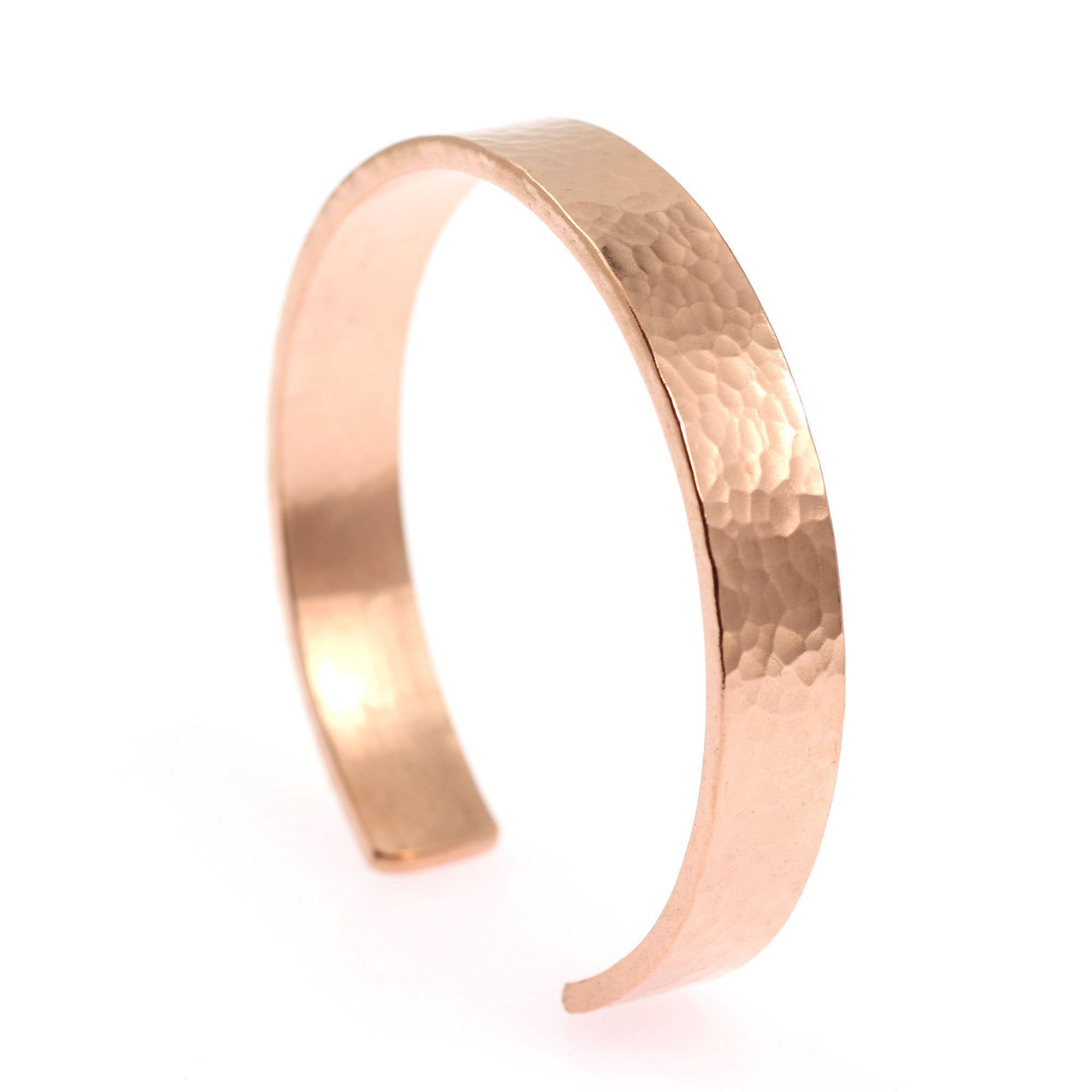 10mm Wide Men's Hammered Copper Cuff Bracelet