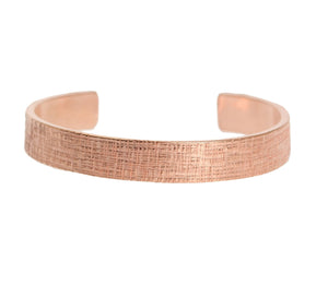 3 of 6: Detail View of 10mm Wide Men's Linen Copper Cuff Bracelet
