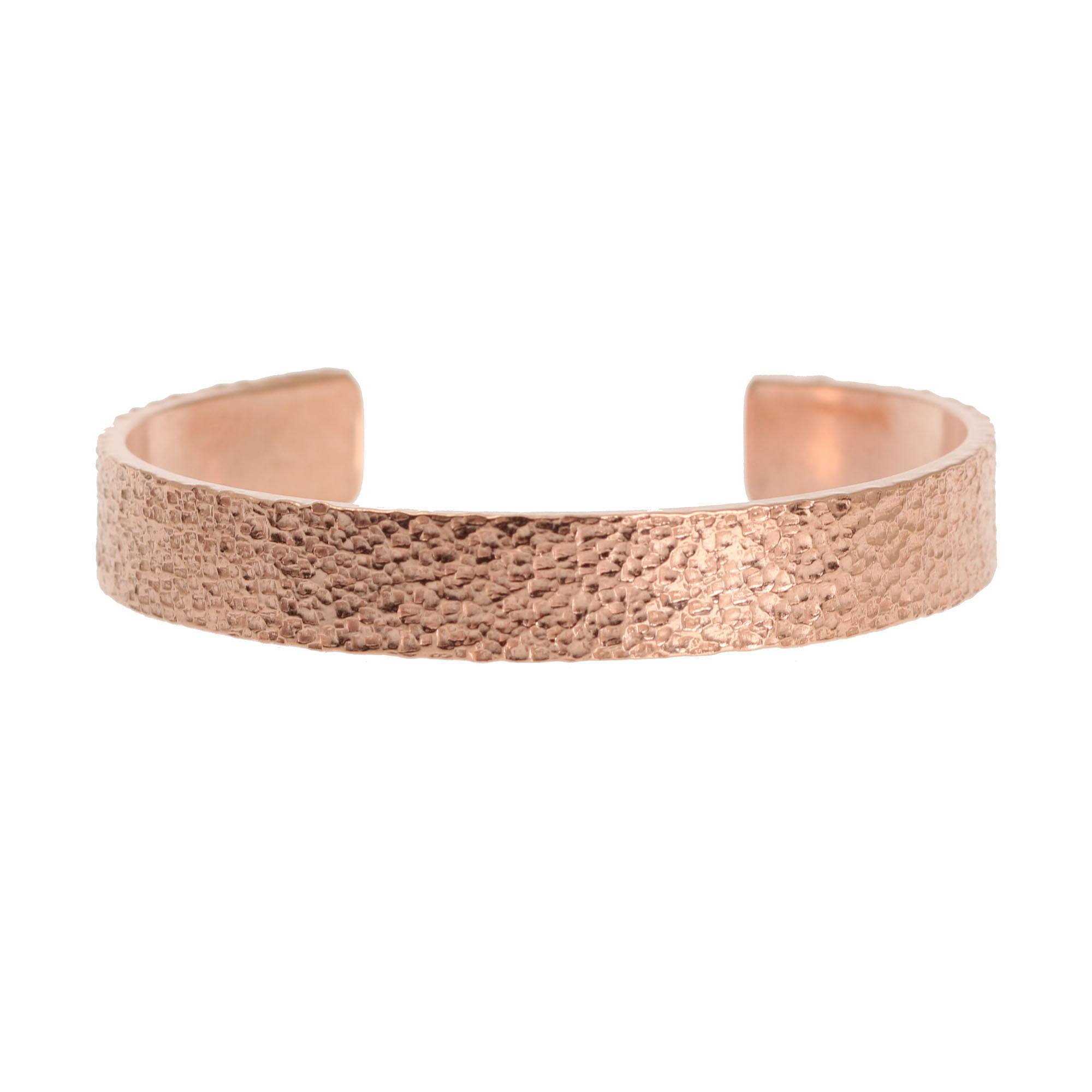 Detail of 10mm Wide Men's Texturized Copper Cuff Bracelet