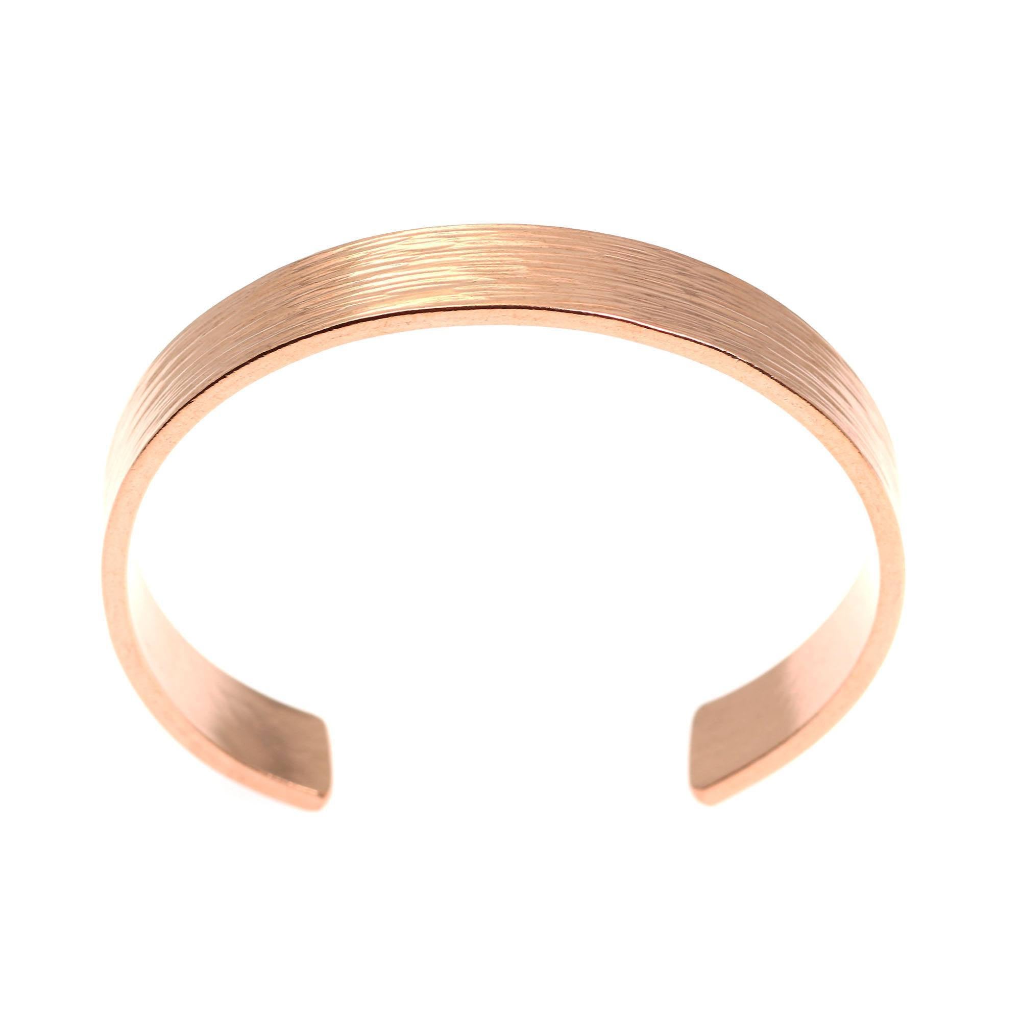 Shape of 10mm Wide Men's Wide Bark Copper Cuff Bracelet