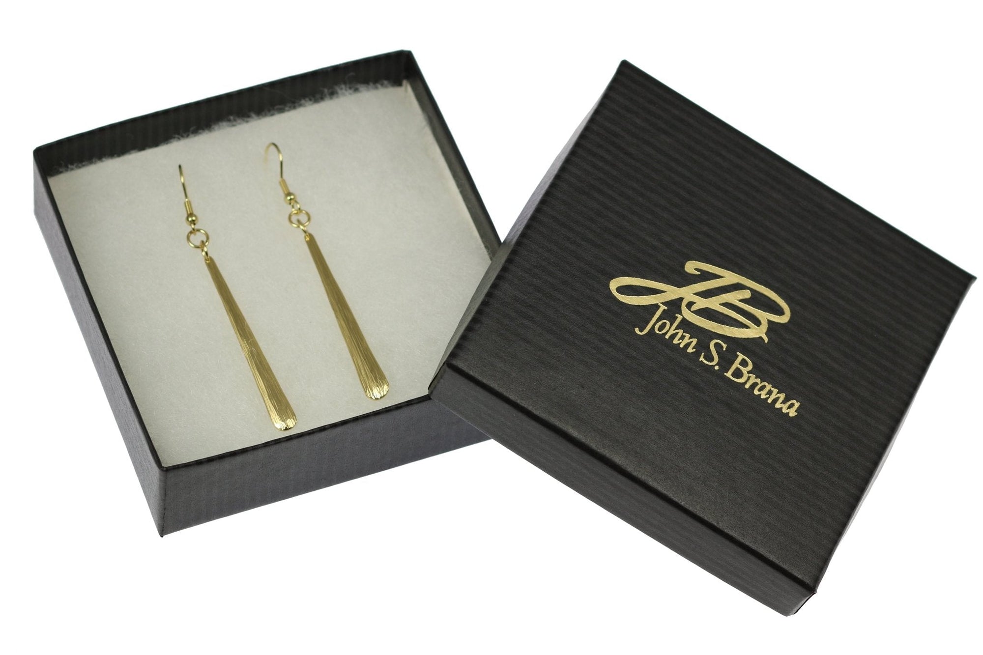 Gift Boxed Mini Chased Nu Gold Brass Drop Earrings