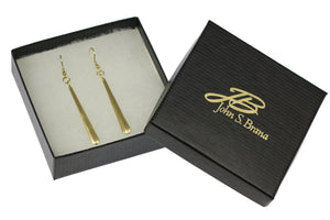 4 of 4: Gift Boxed Mini Chased Nu Gold Brass Drop Earrings